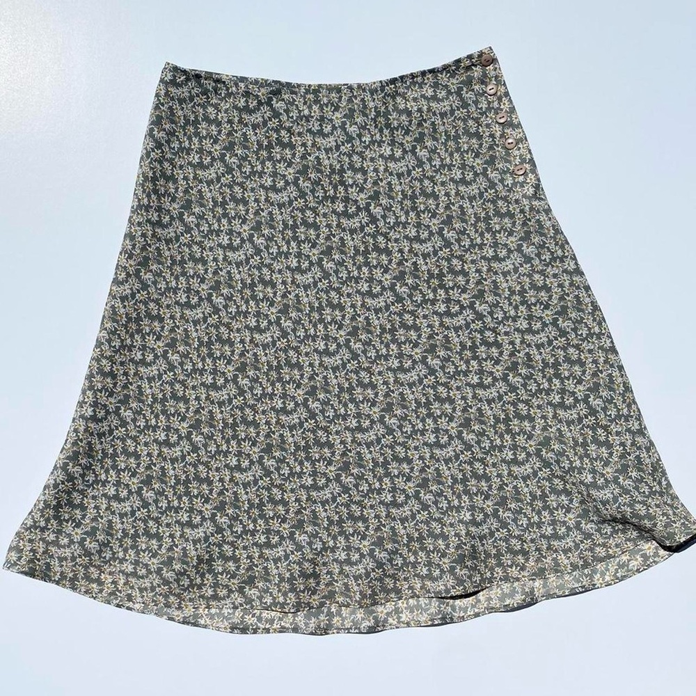 Vintage Express Floral Sage Green Skirt Women's 5/6, 29" Cottage Boho Spring
